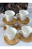 Türk Kahve Fincanı Belina Bambulu Porselen 6 Kişilik 12 Parça