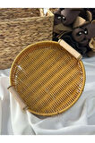 Bambu Hasır Yuvarlak Organizer Tepsi / Sunum / Düzen 24x24x4cm