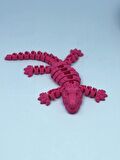 3D Hareketli Timsah Figürlü Oyuncak & Masa Dekoru - Pembe