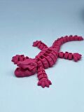 3D Hareketli Timsah Figürlü Oyuncak & Masa Dekoru - Pembe