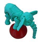 3D Hareketli Oyuncak Sirk Fili Denge Topu Dahil - Turkuaz