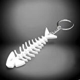 3D Haraketli Balık Anahtarlık - Beyaz