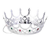 Taşlı Rönesans Kraliyet Gümüş Renk Kraliçe Tacı