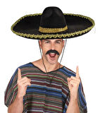 Sombrero Meksika Şapkası Altın Şeritli Yetişkin Boy