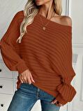 Kadın Uzun Kollu Tek Omuzu Açık Triko Bluz