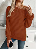 Kadın Uzun Kollu Tek Omuzu Açık Triko Bluz