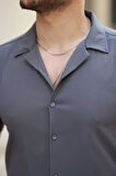 Erkek Apaj Yaka Kısa Kollu Gömlek