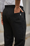Erkek Beli Bağcıklı çizgili Pantolon