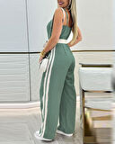 Kadın Ip Askılı Straplez Belden Kuşaklı Viskon Iki Iplik Tulum