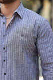 Erkek çizgili Uzun Kollu Gömlek