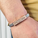 Gümüş Erkek Bileklik ,14k Rose Altın Kaplama ,sim Desen Isim Yazılabilir Şık Hediye