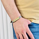 Gümüş Erkek Bileklik,14k Altın Kaplama,şık Hediye