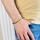 Gümüş Erkek Bileklik,14k Altın Kaplama,şık Hediye