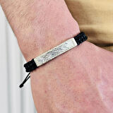 Gümüş Erkek Bileklik,14k Beyaz Altın Kaplama,ışıltılı Desen El Örgüsü Bileklik,şık Hediye