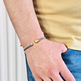 Gümüş Erkek Bileklik,14 Ayar Altın Kaplama,ışıltılı Desenli Harf Yazılabilir Şık Hediye