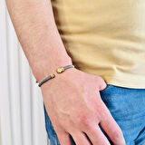 Gümüş Erkek Bileklik,14 Ayar Altın Kaplama,ışıltılı Desenli Harf Yazılabilir Şık Hediye