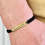 Gümüş Erkek Bileklik,14k Altın Kaplama ,sim Desen Isim Yazılabilir Şık Hediye