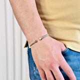 Gümüş Erkek Bileklik,14k Rose Altın Kaplama,sim Desen Harf Yazılabilir Şık Hediye