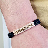  Gümüş Erkek Bileklik,14k Rose Altın Kaplama ,sim Desen Isim Yazılabilir,şık Hediye