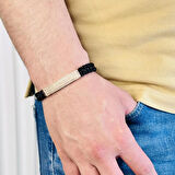  Gümüş Erkek Bileklik,14k Rose Altın Kaplama ,sim Desen Isim Yazılabilir,şık Hediye