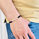 Gümüş Erkek Bileklik 14 Ayar Rose, Altın Kaplama, El Örgüsü Şık ve Yazı Yazılabilir Modern Tasarım