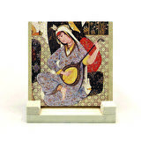 Müzisyen Kadın MinyatürBaskılı MDF Masaüstlük