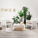 Lara 1+1+S Bahçe Takımı Balkon - Bahçe - Teras Mobilyası / Beyaz