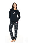 Bisiklet Yaka Pamuklu Lisanslı Kışlık Kadın Pijama Takımı 20155