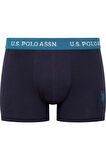 U.S. Polo Assn. Erkek Baskılı-Lacivert-Yeşil 3'lü Boxer 80515