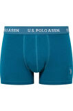 U.S. Polo Assn. Erkek Baskılı-Lacivert-Yeşil 3'lü Boxer 80515