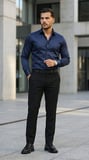 MODA ŞEHRİ Erkek Saten Klasik Gömlek