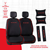 Kırmızı Biyeli Kırmızı Civic Nakışlı Minder Seti