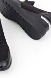 Modabuymus Dolgu Tabanlı Esnek Siyah Spor Ayakkabı Sneaker - Stonestar