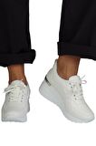 Modabuymus Beyaz Dolgu Topuklu Sneaker Bağcıklı Spor Ayakkabı - Pily