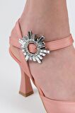 Modabuymus Pudra Saten Kadeh Topuklu Stiletto Taşlı Abiye Ayakkabı - Shinysun