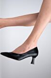 Modabuymus Oslo Siyah Kısa Kadeh Topuklu Stiletto Topuklu Ayakkabı