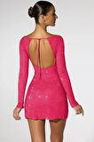 Parlak Taşlı Elbise Pembe - Shiny Stones Dress Pink