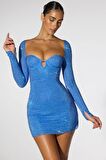 Parlak Taşlı Elbise Mavi - Shiny Stones Dress Blue