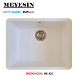 Meyesin Tezgah Altı Beyaz Granit Mutfak Eviyesi 43 X 55 cm.