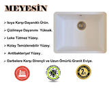 Meyesin Tezgah Altı Beyaz Granit Mutfak Eviyesi 43 X 55 cm.