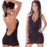 TP101080 Sırt Dekolteli Dökümlü Mini Elbise