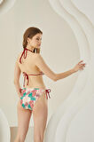 Yandan Bağlamalı Şık Tasarım Soft Tropikal Üçgen Bikini Takımı