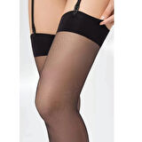 Kadın Siyah Düz Jartiyer Çorabı 0434
