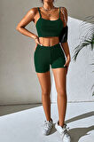 Kadın Yeşil Şortlu Kaşkorse Gecelik Takım