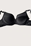 Siyah-Kırmızı 2'li Mikro Kumaş Push Up Dolgulu Balenli Günlük Destekli Sütyen
