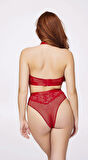 Fermuar Detaylı Kırmızı Sütyen Külot Takım
