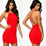 TP101050 Sırt Dekolteli Mini Elbise