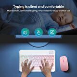 Tüm Cihazlara Uyumlu Akıllı Taşınabilir Şarj Edilebilir Aydınlatmalı Kablosuz Bluetooth Klavye+ Mouse