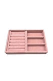 Süet Kumaş Pembe Renk 22 cm / 14 cm Çekmece İçi Takı Standı