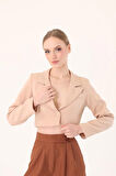 Crop Blazer Ceket-Taş